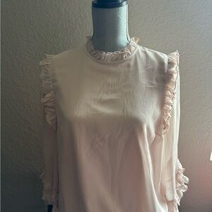Elegant Ruffled Blush Pink Women's Top